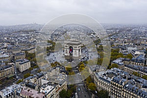 Aerial view of Arc de Triomphe, Paris