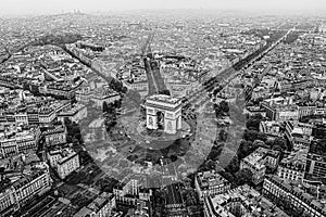 Aerial view of Arc de Triomphe, Paris