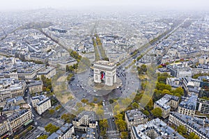 Aerial view of Arc de Triomphe, Paris