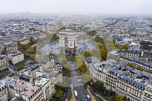 Aerial view of Arc de Triomphe, Paris