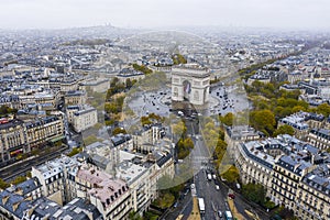 Aerial view of Arc de Triomphe, Paris