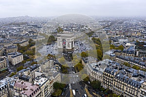 Aerial view of Arc de Triomphe, Paris