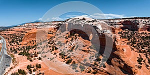 Aerial view of the Arches National Park in Arizona, USA.