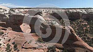 Aerial view of the Arches National Park in Arizona, USA. Amazing rock formation - The Wave.