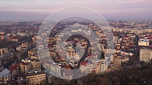 Aerial View Architecture of Center of Bucharest, Romania,