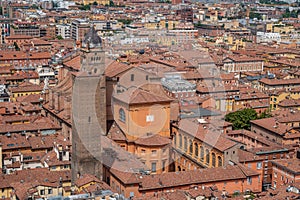 Aerial view of architecture and metropolitan cathedral of San Pietro, Bologna ITALY