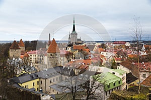 An aerial view of the architecture of Tallinn`s Old Town