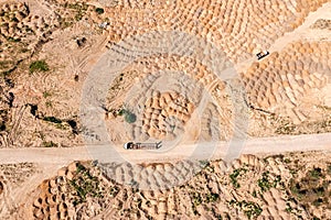 Aerial view. area ready for new construction, before flattening earthworks