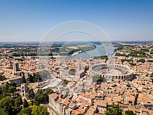 Aerial View of Arles Cityscapes, Provence, France photo