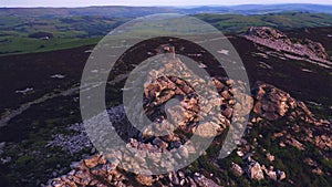 Aerial View Around Manstone Rock In Stiperstones, UK