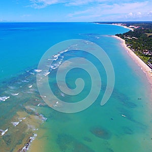 Aerial view of Arraial d`Ajuda beach, Porto Seguro, Bahia, Brazil