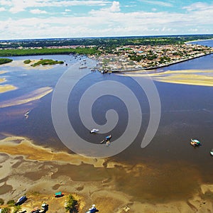 Aerial view of Arraial d`Ajuda beach, Porto Seguro, Bahia, Brazil