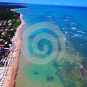 Aerial view of Arraial d`Ajuda beach, Porto Seguro, Bahia, Brazil