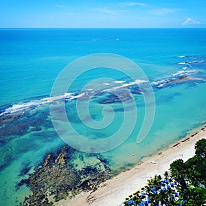 Aerial view of Arraial d`Ajuda beach, Porto Seguro, Bahia, Brazil