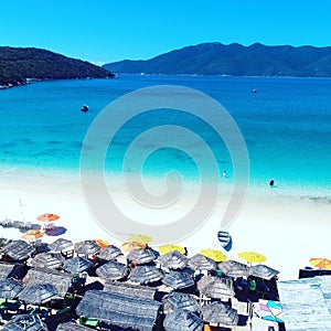 Aerial view of Arraial do Cabo beach, Rio de Janeiro, Brazil