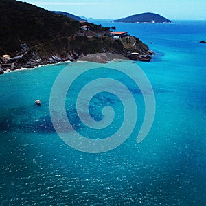 Aerial view of Arraial do Cabo beach, Rio de Janeiro, Brazil