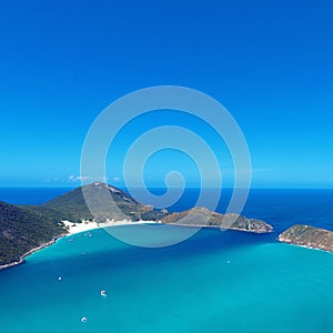 Aerial view of Arraial do Cabo beach, Rio de Janeiro, Brazil