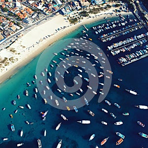 Aerial view of Arraial do Cabo beach, Rio de Janeiro, Brazil