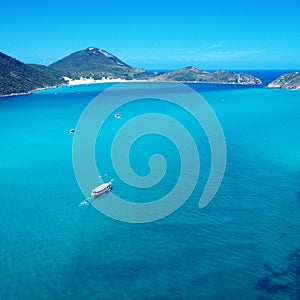 Aerial view of Arraial do Cabo beach, Rio de Janeiro, Brazil