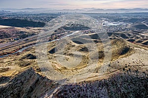 Aerial view of an arrow pointing to Reno, Nevada