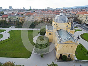 Aerial view of Art pavilion in Zagreb.
