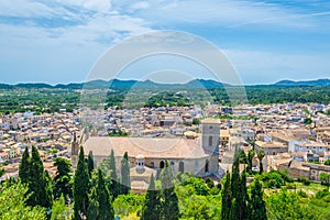 Aerial view of Arta with Parroquia d'Arta, Mallorca, Spain