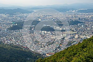 Aerial view from aspan park of daegu, south korea