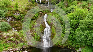 Aerial view of Assaranca Waterfall, one of Donegal's most beautiful waterfalls