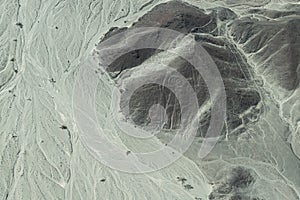 Aerial View of The Astronaut or Owlman Geoglyph at the Nazca Lines in Peru