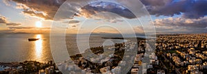 Aerial view of the Athens Riviera coast, Attica, Greece