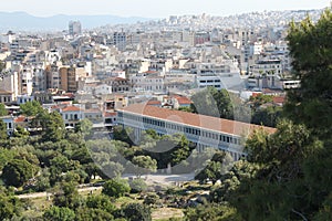 Aerial view of Athens ruins, Greece capital