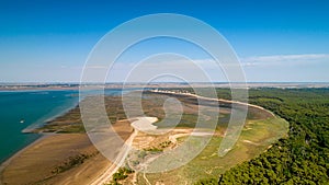 Aerial view of the Atlantic coast in Ronce Les Bains, Charente Maritime