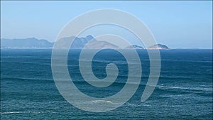 Aerial view of Atlantic ocean`s gentle waves, Copacabana beach, Rio de Janeiro, Brazil, South America