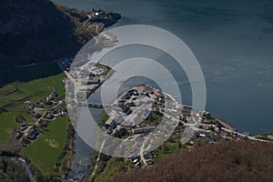 Aerial view of Aurland, Norway