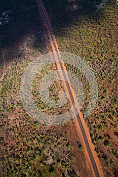 Aerial view of Aussie outback highway