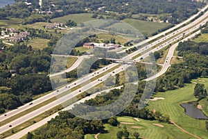 Aerial View Auto Freeway Interstate Interchange