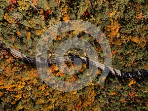 Aerial view of the autumn colors in Appalachians