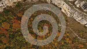 Aerial view in Autumn scene in Nacedero de Urederra