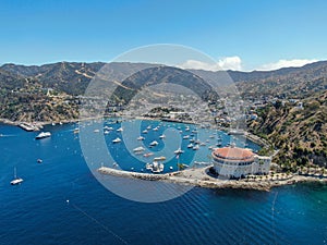 Aerial view of Avalon bay, Santa Catalina Island, USA