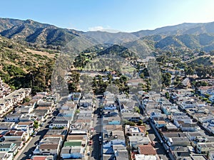 Aerial view of Avalon downtown in Santa Catalina Island, USA