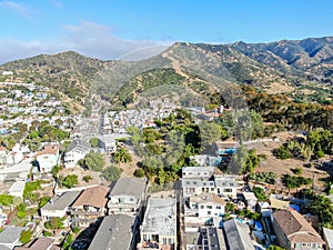 Aerial view of Avalon downtown in Santa Catalina Island, USA