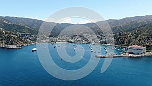 Aerial view of Avalon harbor in Santa Catalina Island, USA