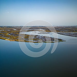 Aerial View of Aveiro Lagoon on a sunny day