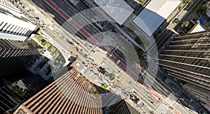 Aerial view Avenida Paulista in Sao Paulo city