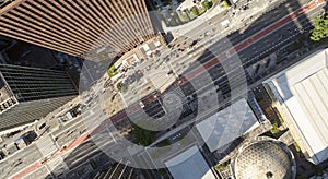 Aerial view Avenida Paulista in Sao Paulo city