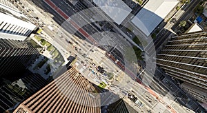 Aerial view Avenida Paulista in Sao Paulo city photo
