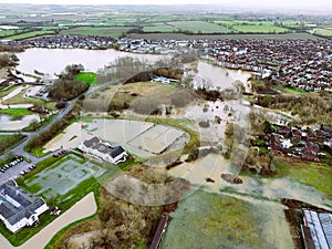 Aerial view of Aylesbury, Buckingham Park during the February 2024 floods