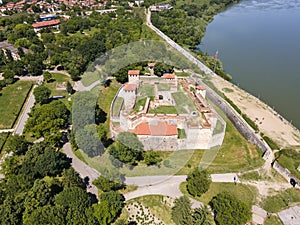 Aerial view of Baba Vida Fortress at the coast of Danube river, Bulgaria