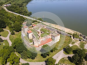 Aerial view of Baba Vida Fortress at the coast of Danube river, Bulgaria photo