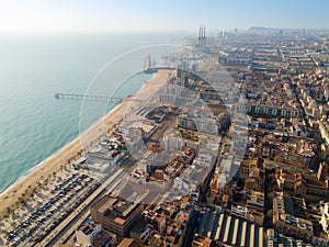 Aerial view of Badalona on Mediterranean coast